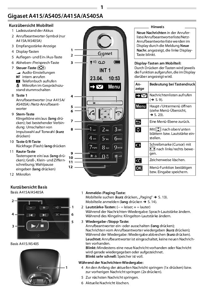 Gigaset A415A Bedienungsanleitung