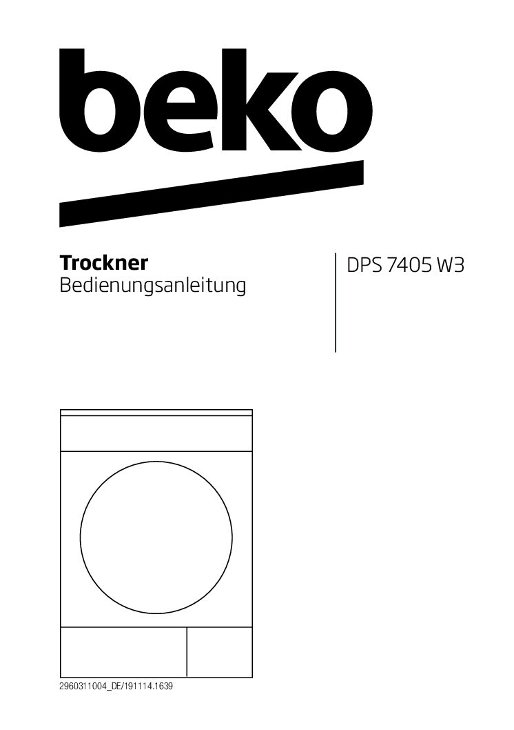 BEKO DPS 7405 W3 Bedienungsanleitung