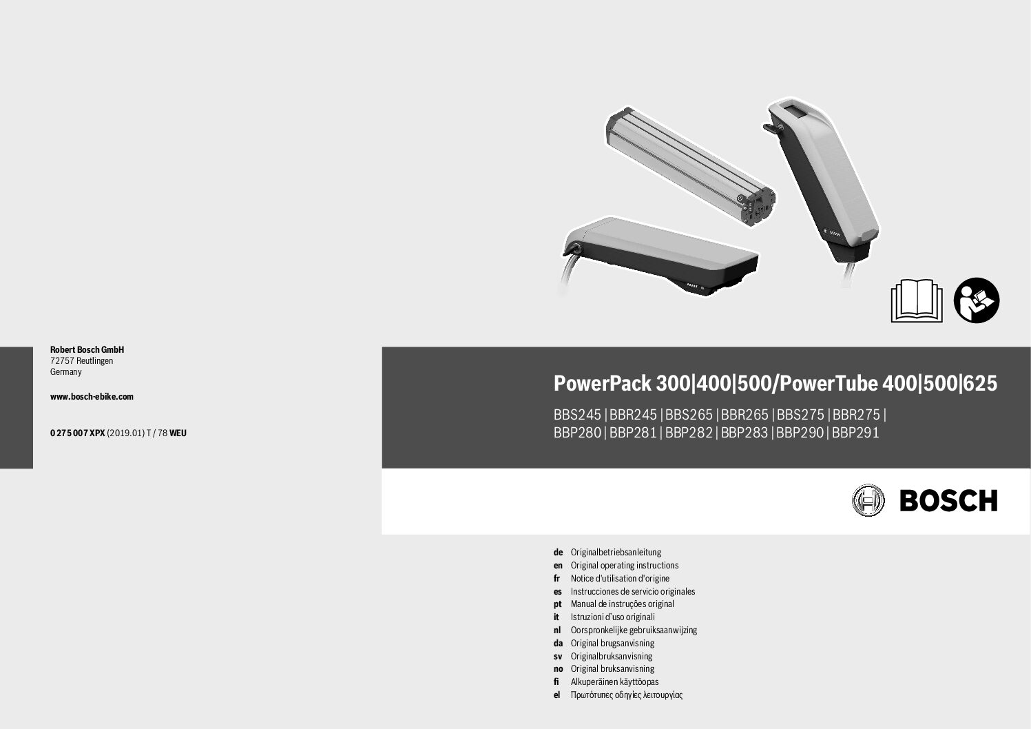 Bosch PowerTube 625 Bedienungsanleitung