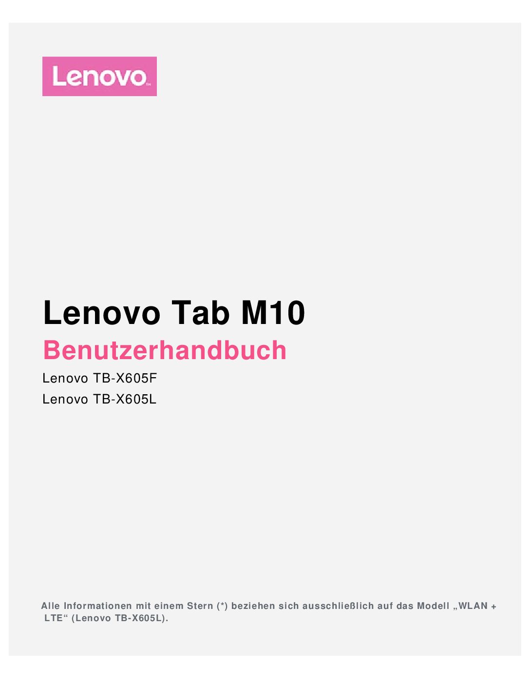 Lenovo Tab M10 - TB-X605 Bedienungsanleitung