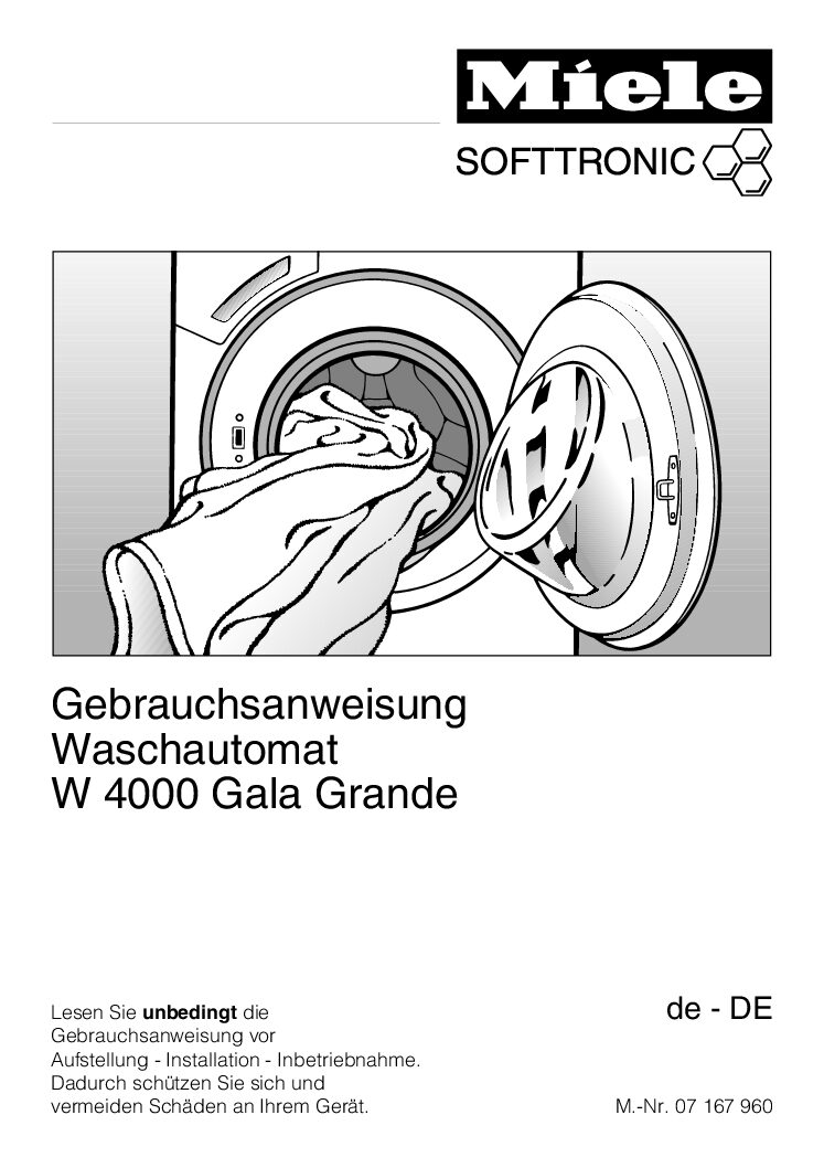 Miele W 4000 Gala Grande Bedienungsanleitung 