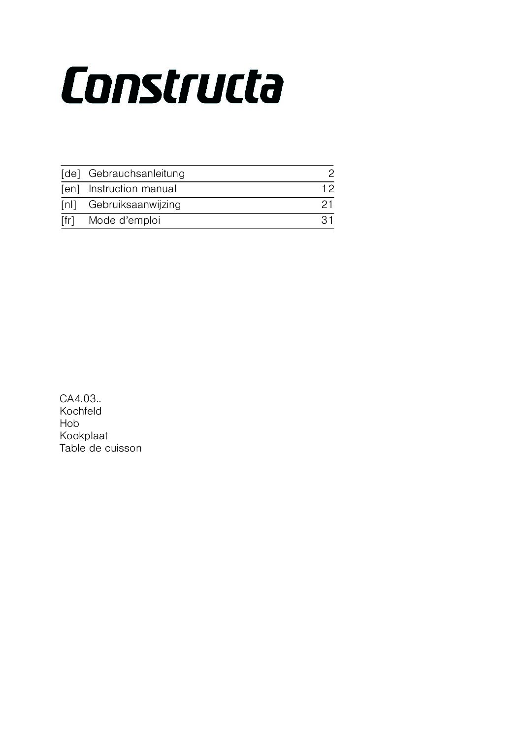 Constructa ca 420350 Bedienungsanleitung