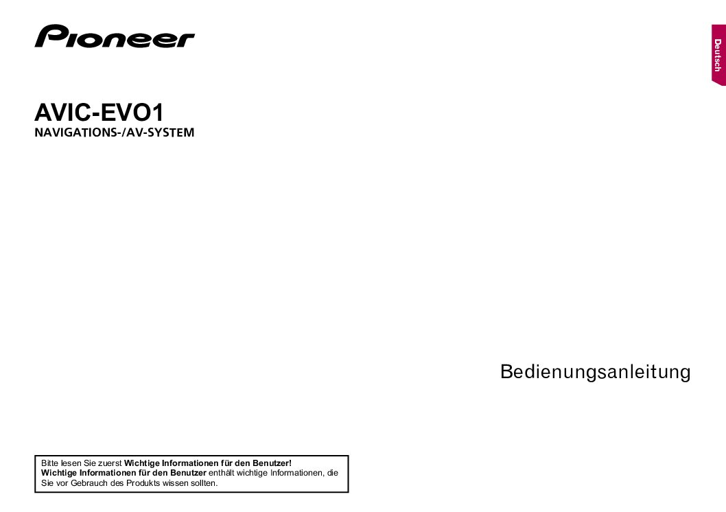 Pioneer AVIC-EVO1 Bedienungsanleitung