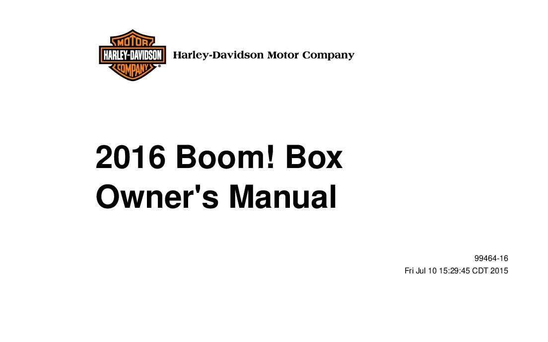 2016 Harley Davidson Boom Box Bedienungsanleitung