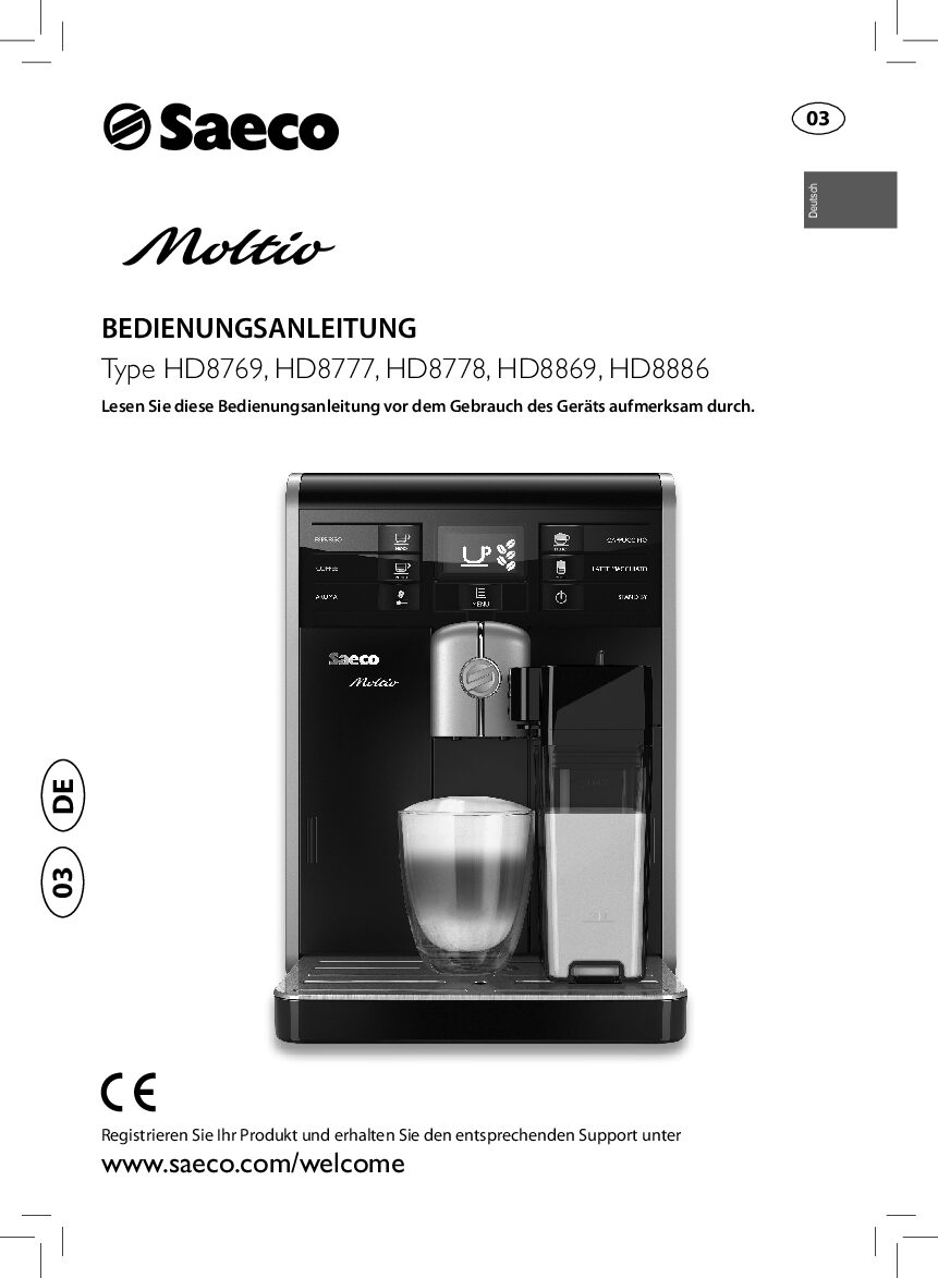 Philips-Saeco HD8778 Moltio Bedienungsanleitung