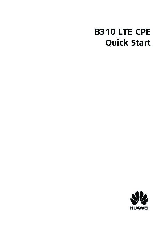 Huawei B310 LTE CPE Bedienungsanleitung