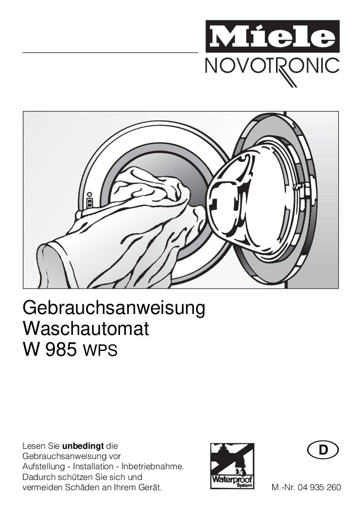 Miele w 985 wps Bedienungsanleitung