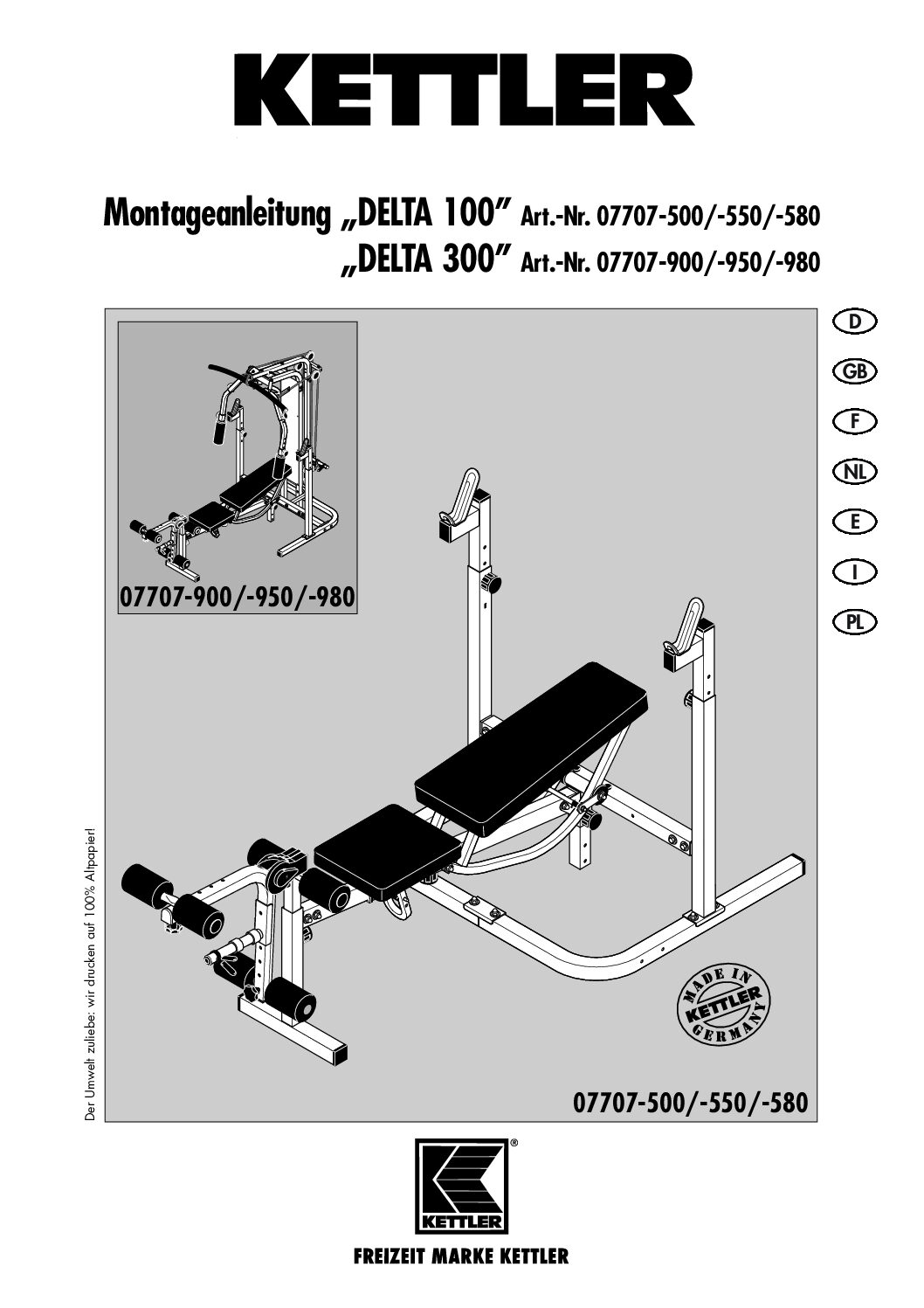 Kettler Delta 300 7707-900 Bedienungsanleitung