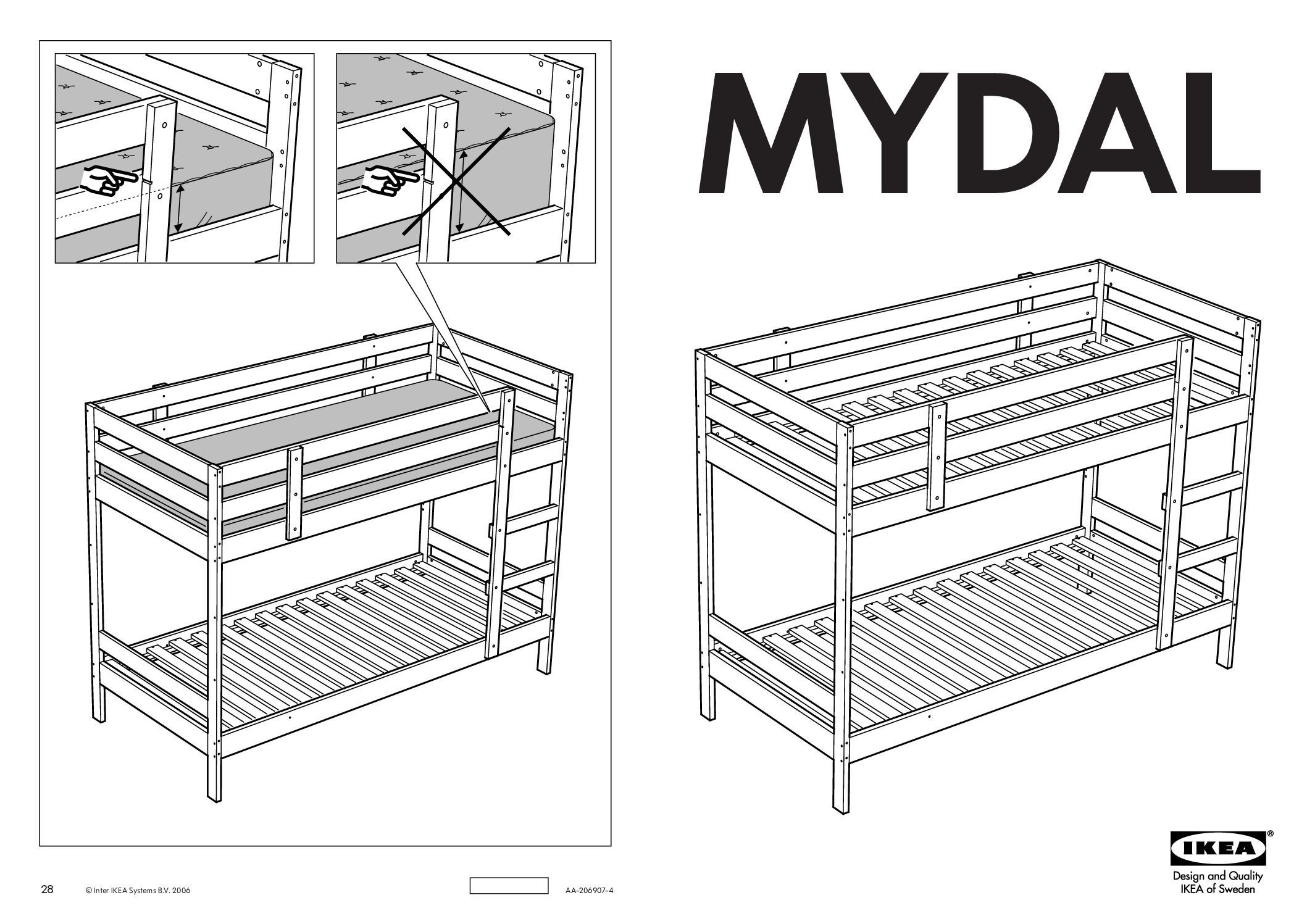 Ikea Mydal stapelbed Bedienungsanleitung