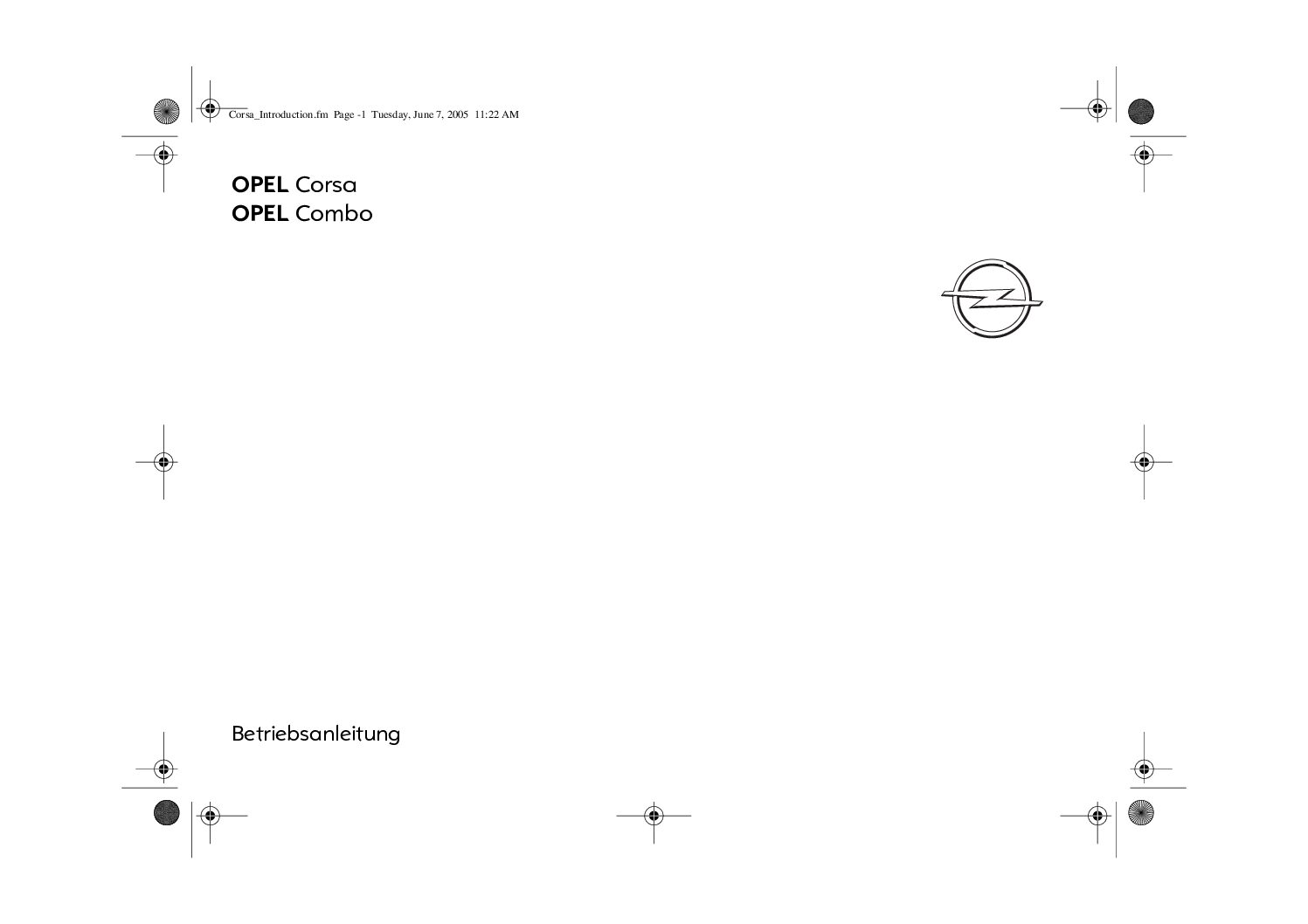 2005 Opel Corsa Bedienungsanleitung