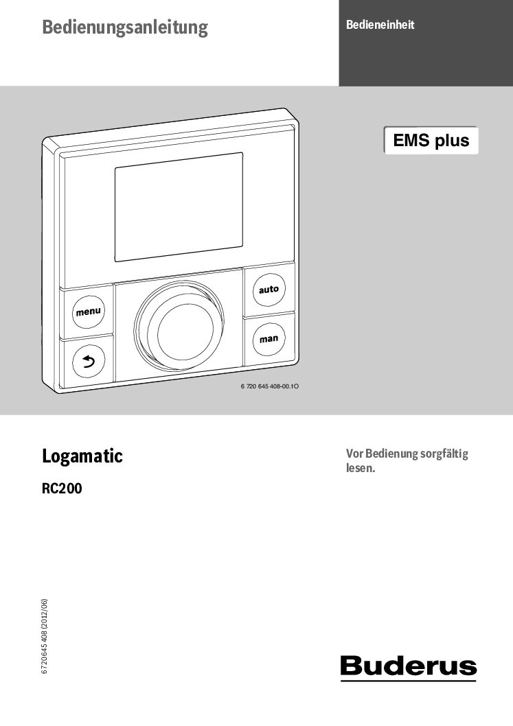 Buderus Logamatic RC200 Bedienungsanleitung