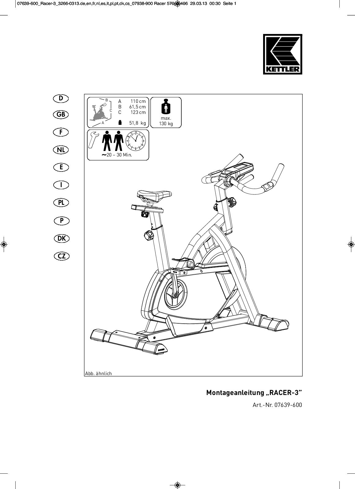 Kettler Racer 3 - 07639-600 Bedienungsanleitung