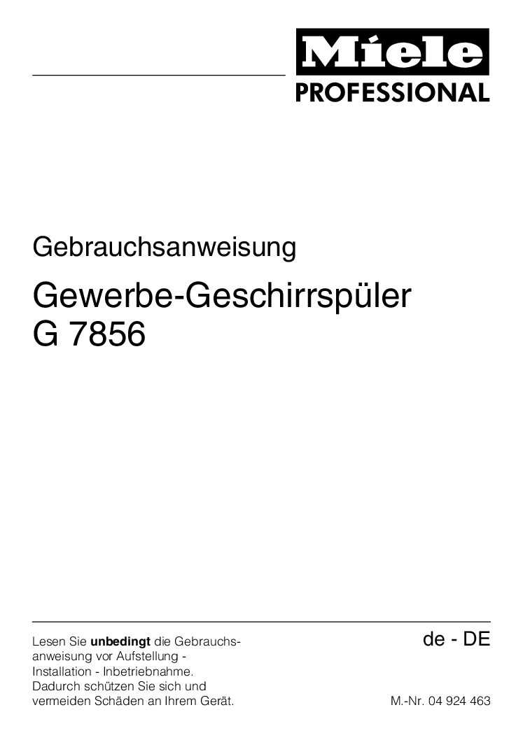Miele G 7856 Bedienungsanleitung