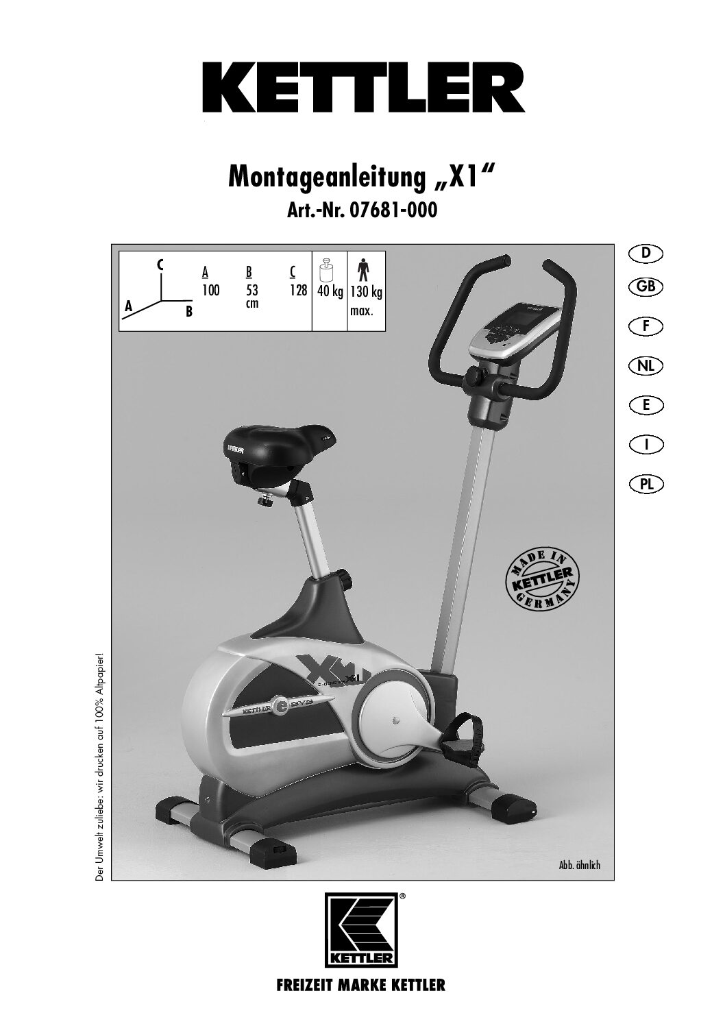 Kettler X1 07681-000 Bedienungsanleitung