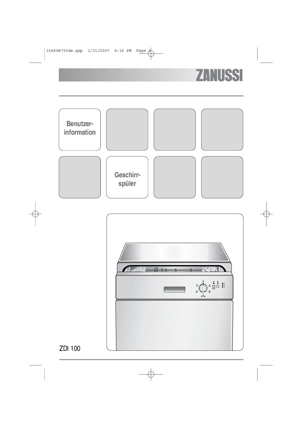 Zanussi ZDI 100 Bedienungsanleitung
