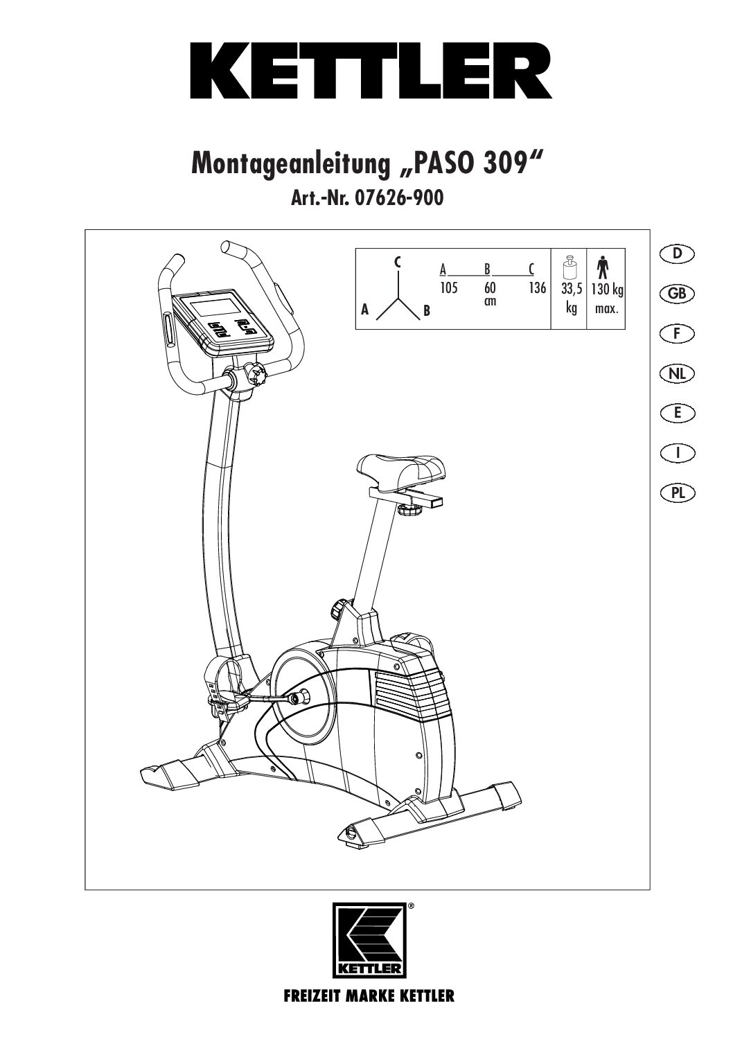 Kettler 07626-900 - Paso 109 Bedienungsanleitung