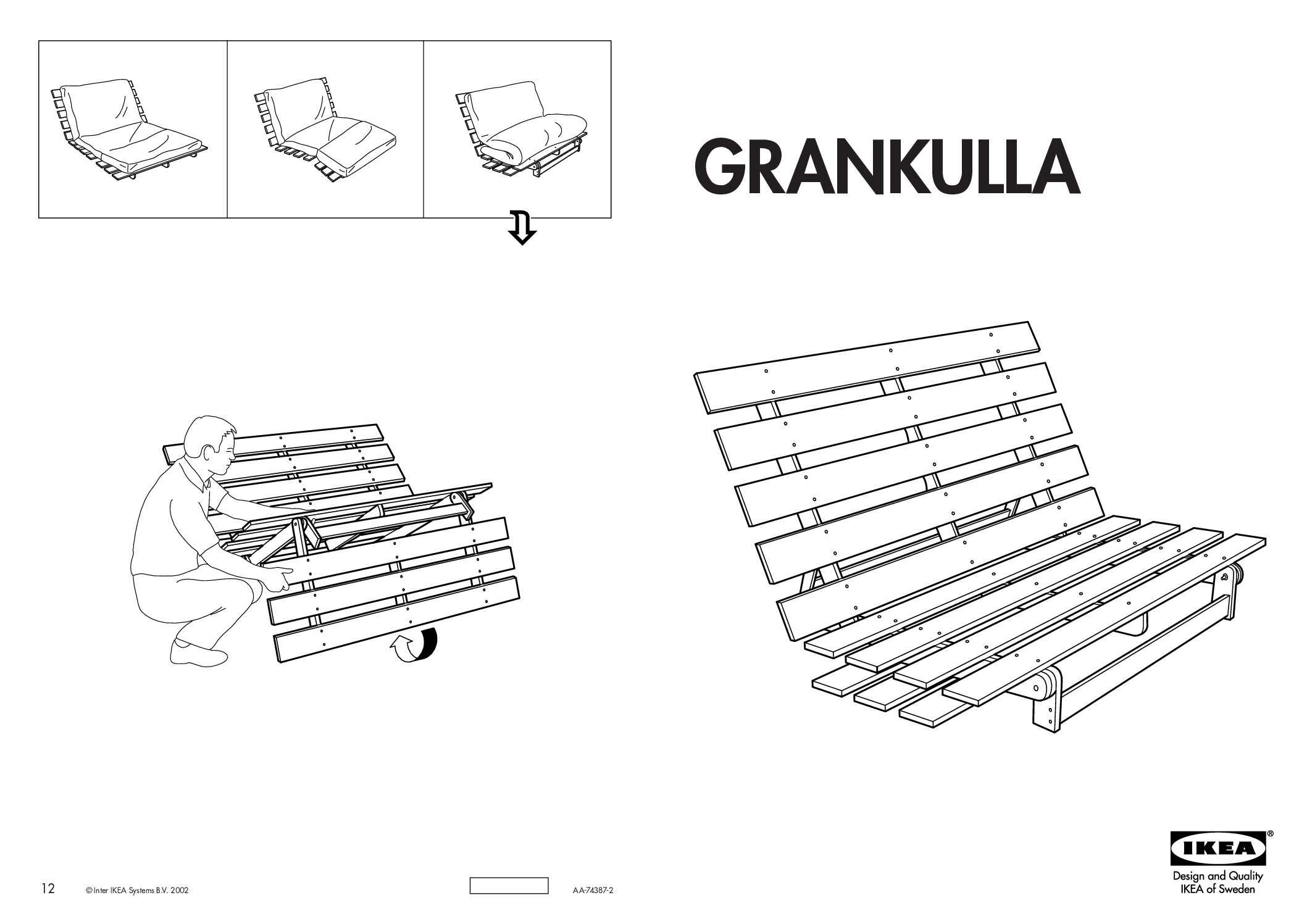 Ikea Grankulla onderstel slaapbank Bedienungsanleitung