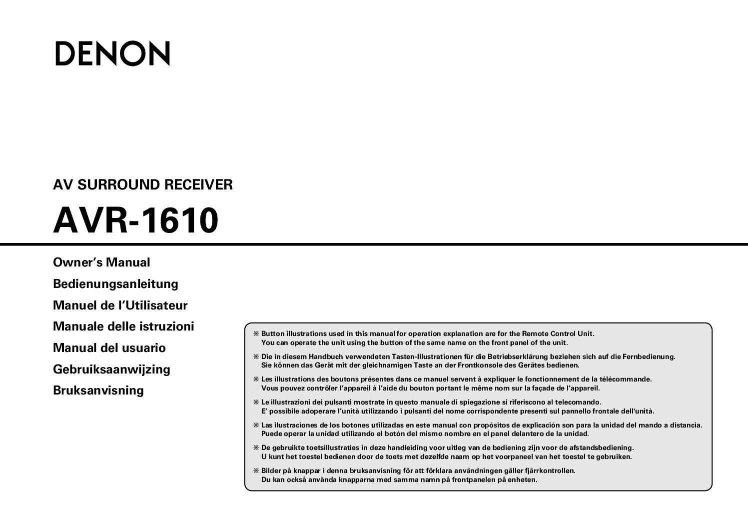 Denon AVR-1610 Bedienungsanleitung