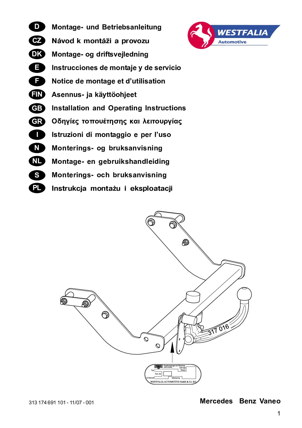 Westfalia 313174 Bedienungsanleitung