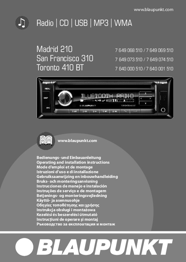 Blaupunkt Toronto 410BT Bedienungsanleitung
