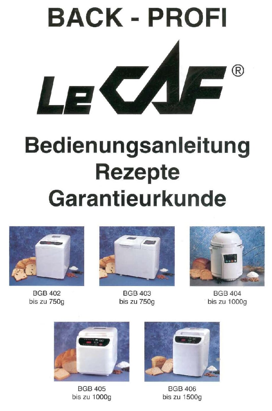 Le Caf BGB 404 Bedienungsanleitung