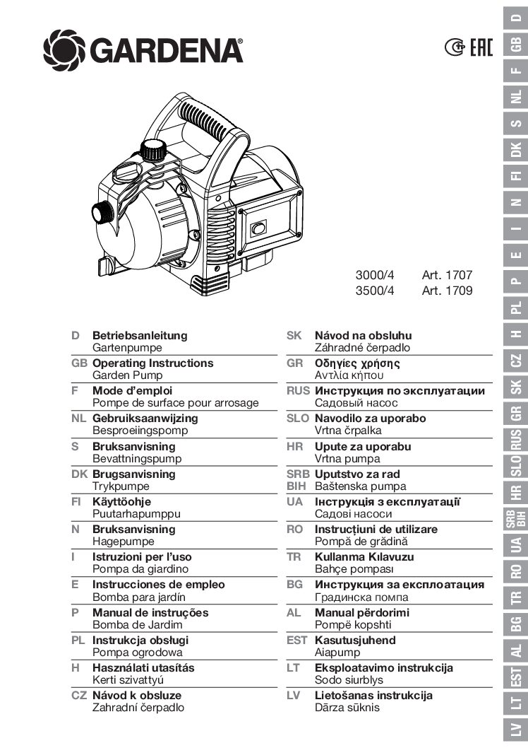 Gardena 3000-4 -1707 Bedienungsanleitung