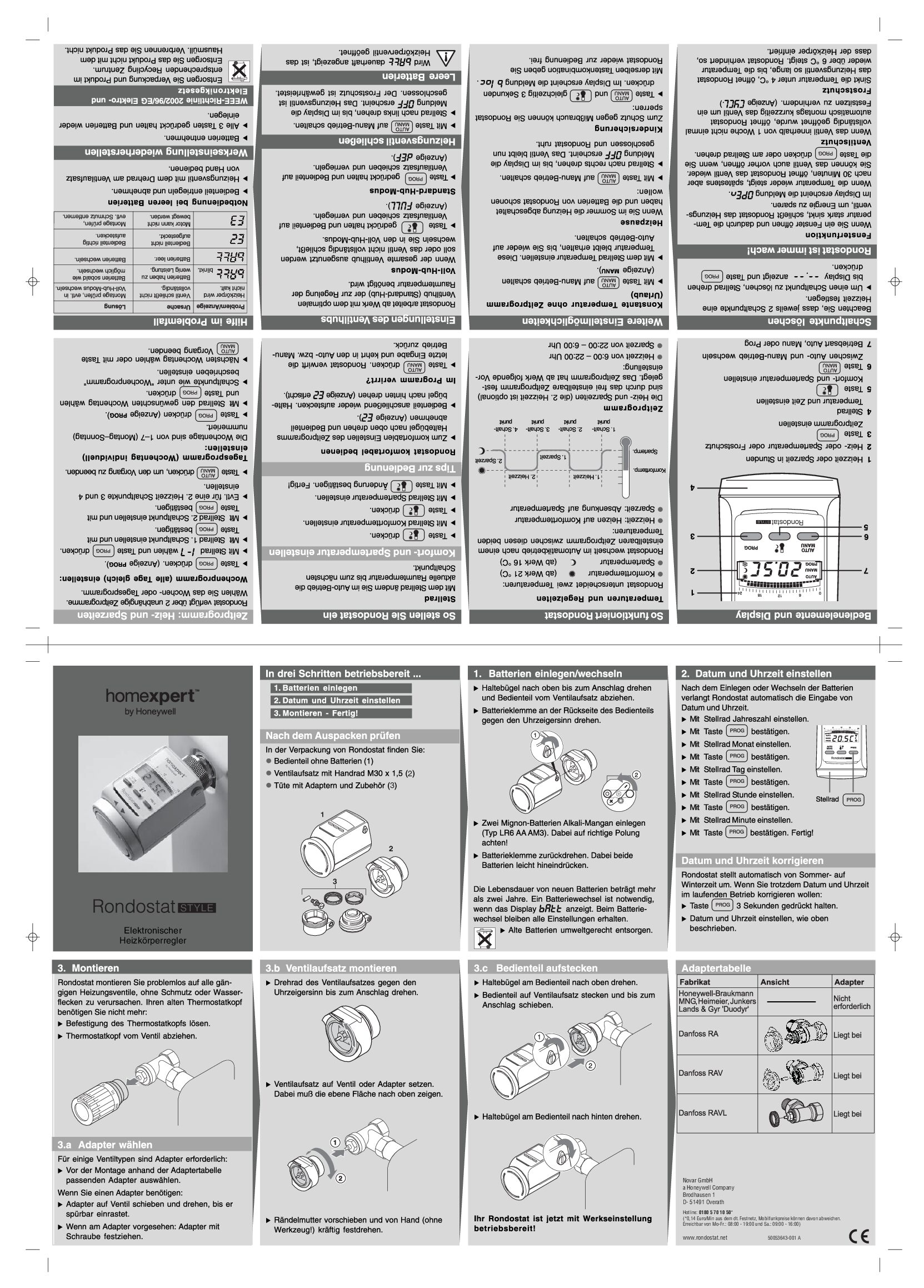 Homexpert by Honeywell Rondostat Style HR20 Bedienungsanleitung