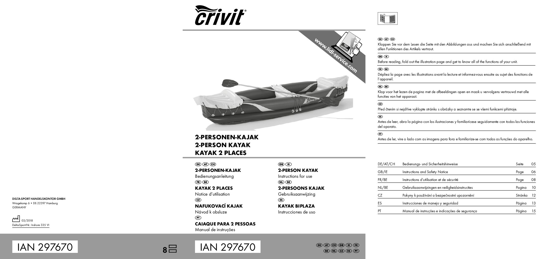 Crivit Inshore 335 VI Bedienungsanleitung
