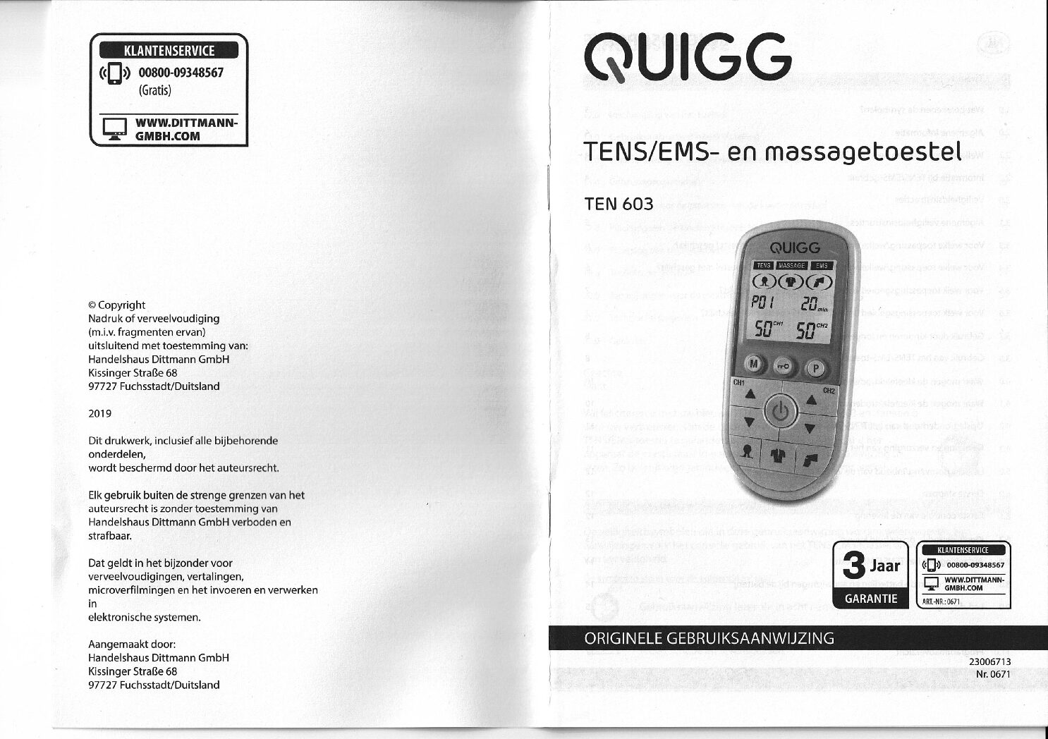 Quigg TEN 603 Bedienungsanleitung