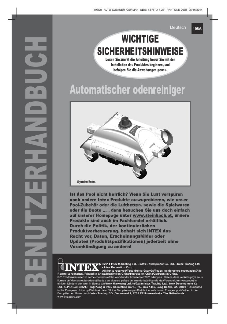 Intex 28001 Bedienungsanleitung