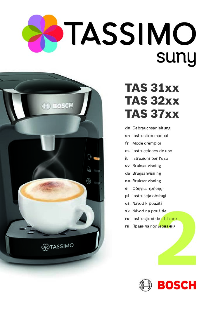 Bosch Tassimo Suny - TAS 31xx Bedienungsanleitung
