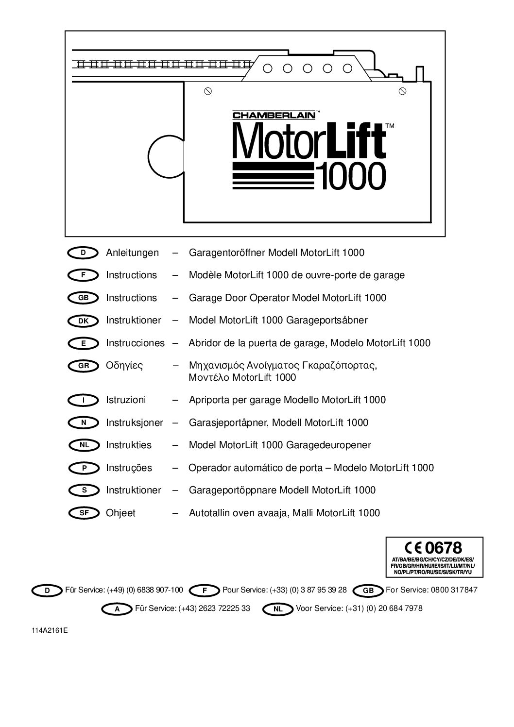 Chamberlain Motorlift 1000 Bedienungsanleitung