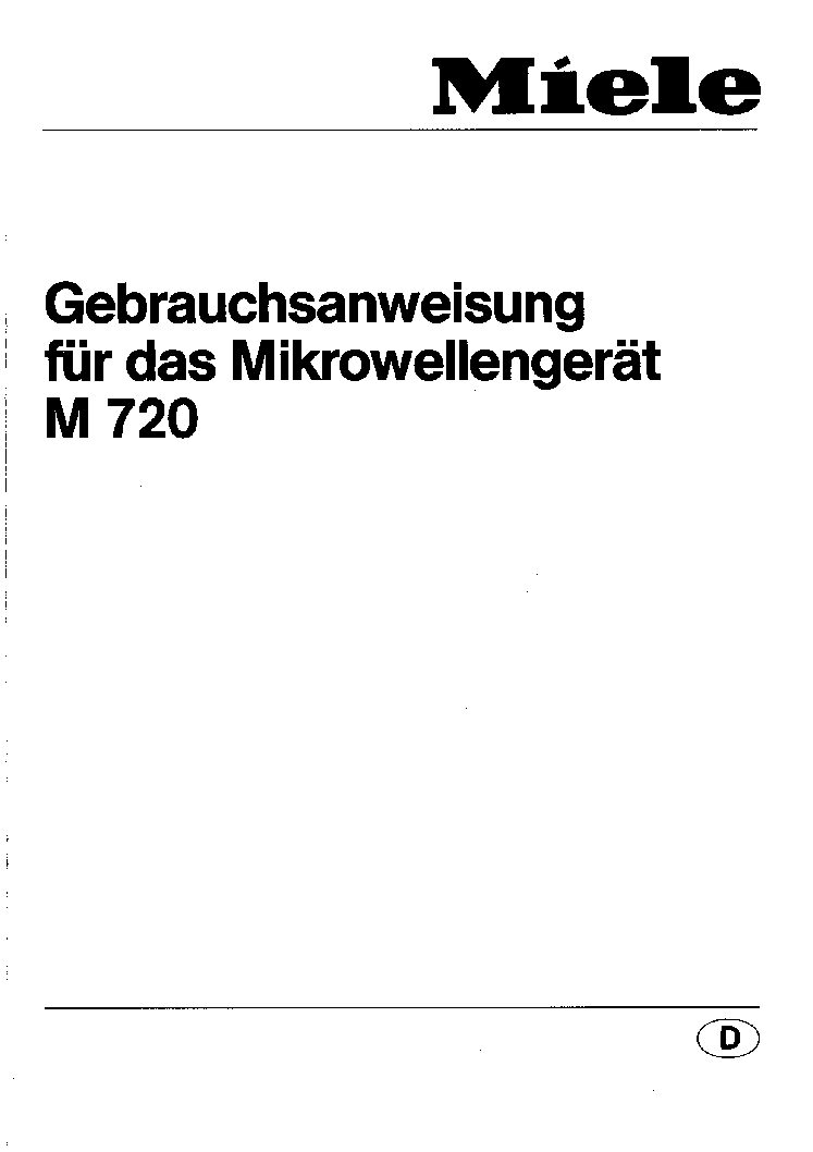Miele M 720 Bedienungsanleitung