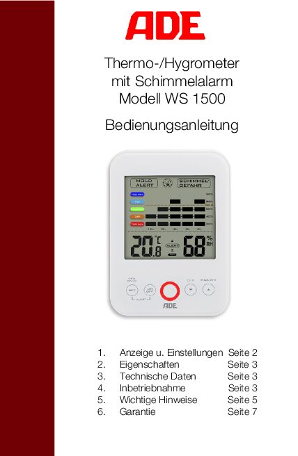 Ade WS 1500 Bedienungsanleitung