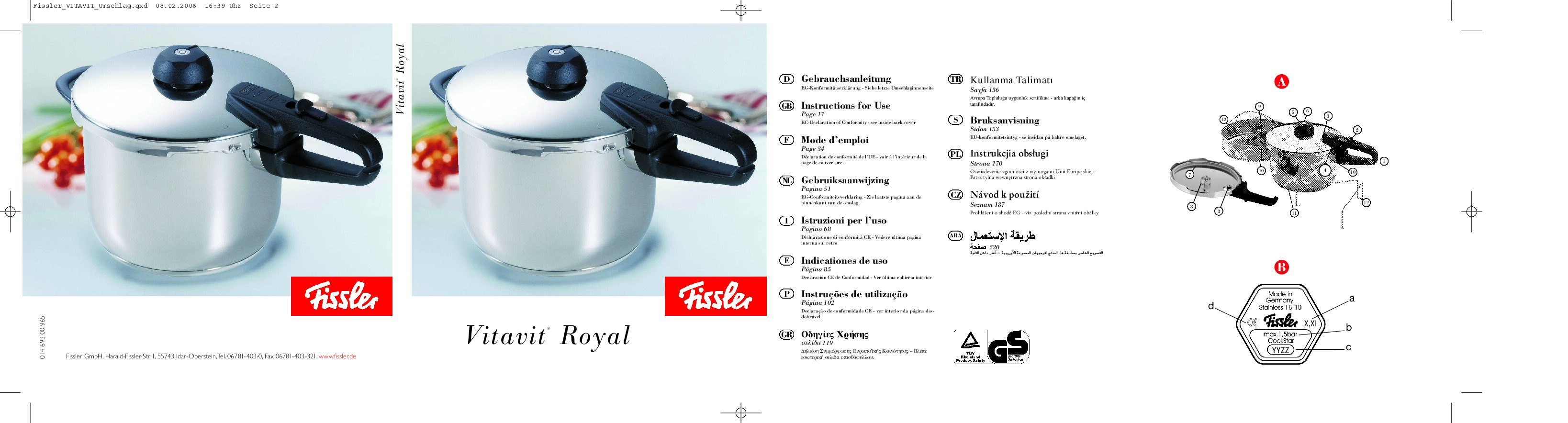 Fissler Vitavit Royal Bedienungsanleitung