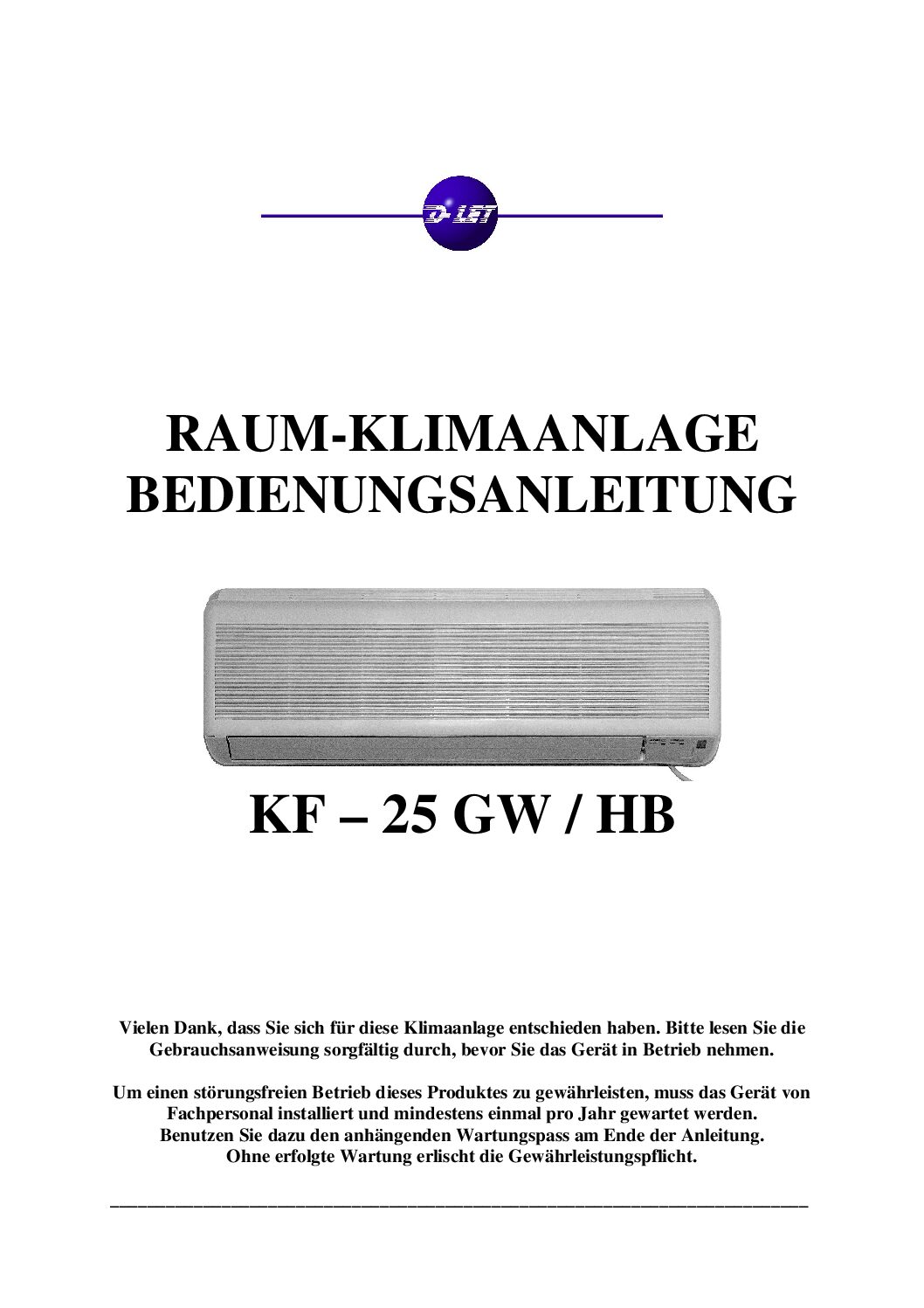 D-Let KF-25 9000 Btu Bedienungsanleitung