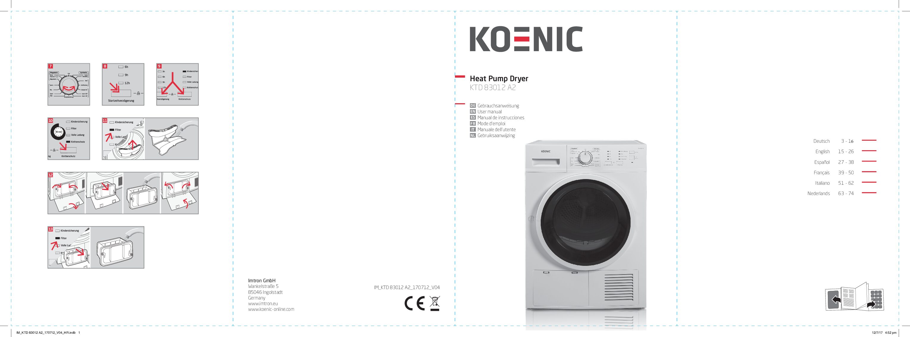 Koenic KTD 83012A2 Bedienungsanleitung