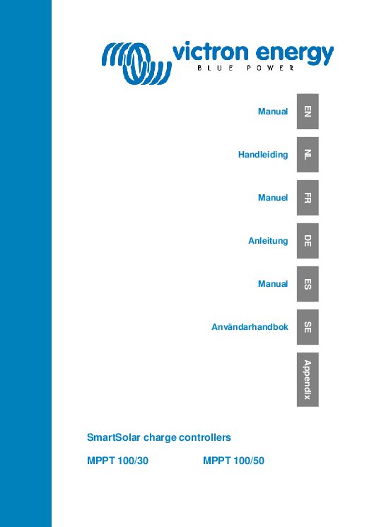 Victron SmartSolar MPPT 100 30 Bedienungsanleitung