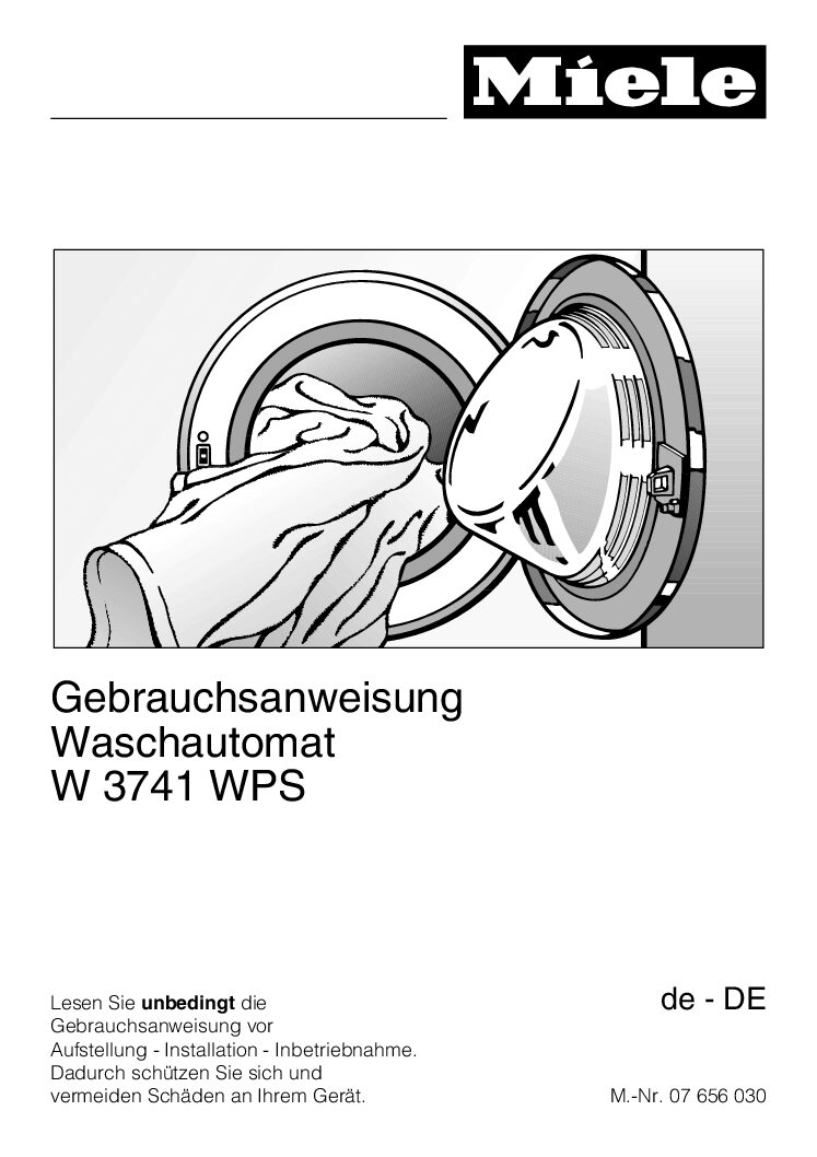 Miele softtronic w 3741 wps Bedienungsanleitung