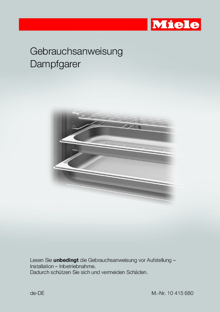 Miele DG 6001 Bedienungsanleitung