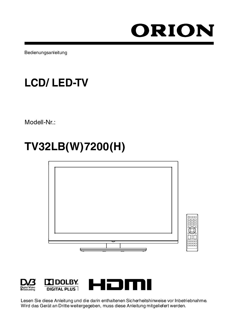 Orion TV32LB7200 Bedienungsanleitung