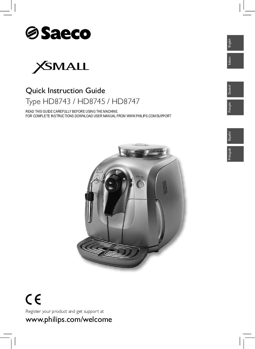 Philips-Saeco HD8743 XSmall Bedienungsanleitung