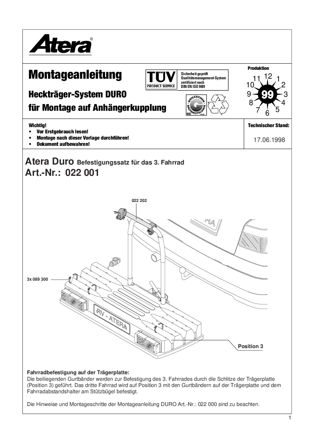 Atera Duro Bedienungsanleitung