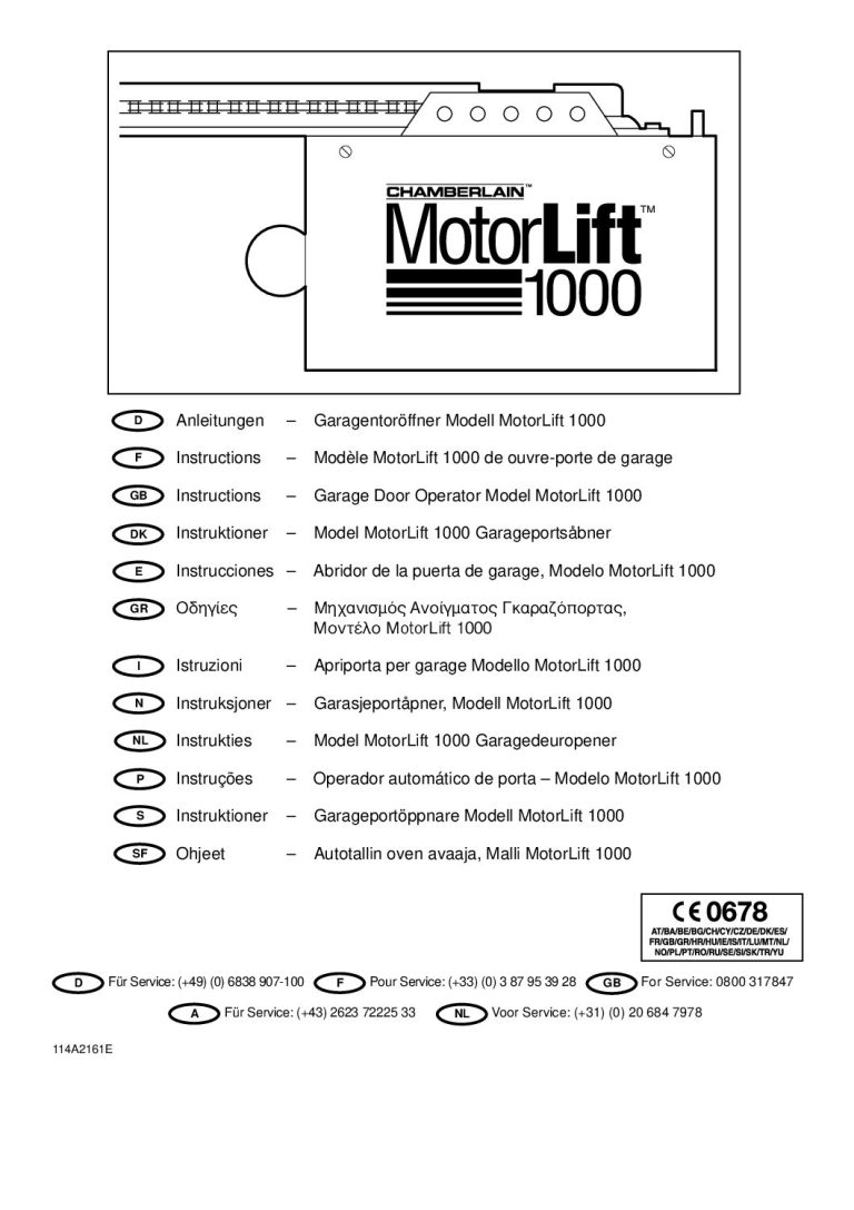 Chamberlain Motorlift 1000 Bedienungsanleitung