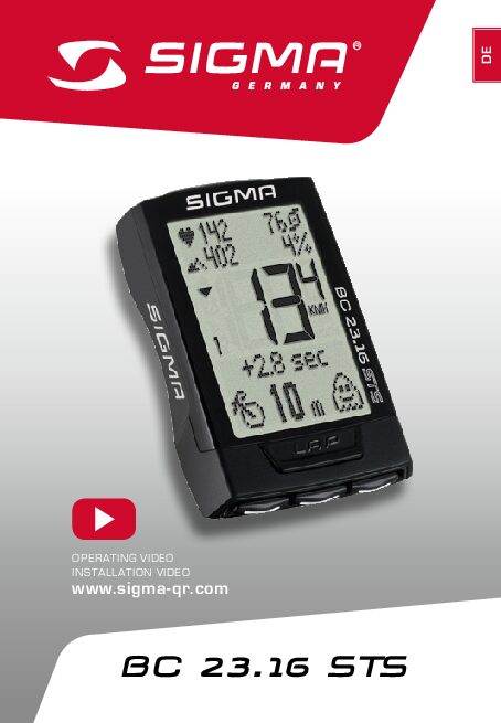 Sigma BC 23.16 STS Bedienungsanleitung