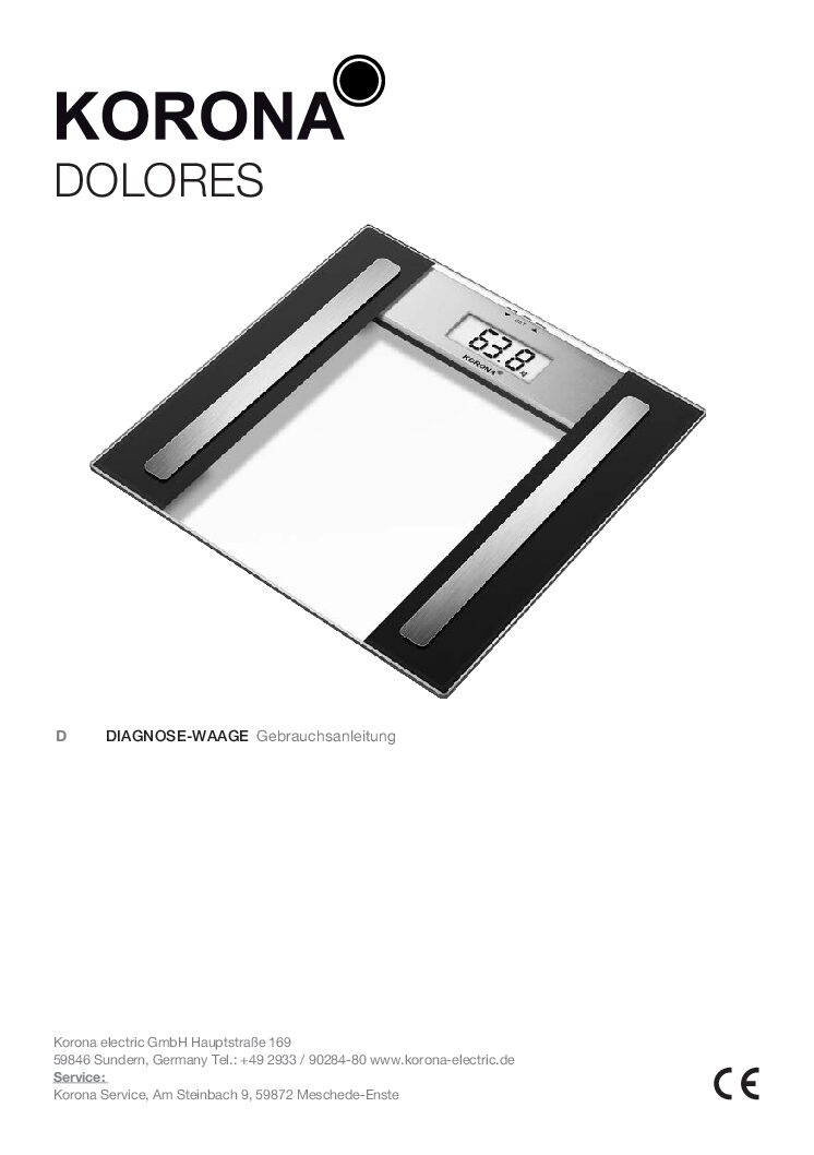 Korona DOLORES Bedienungsanleitung