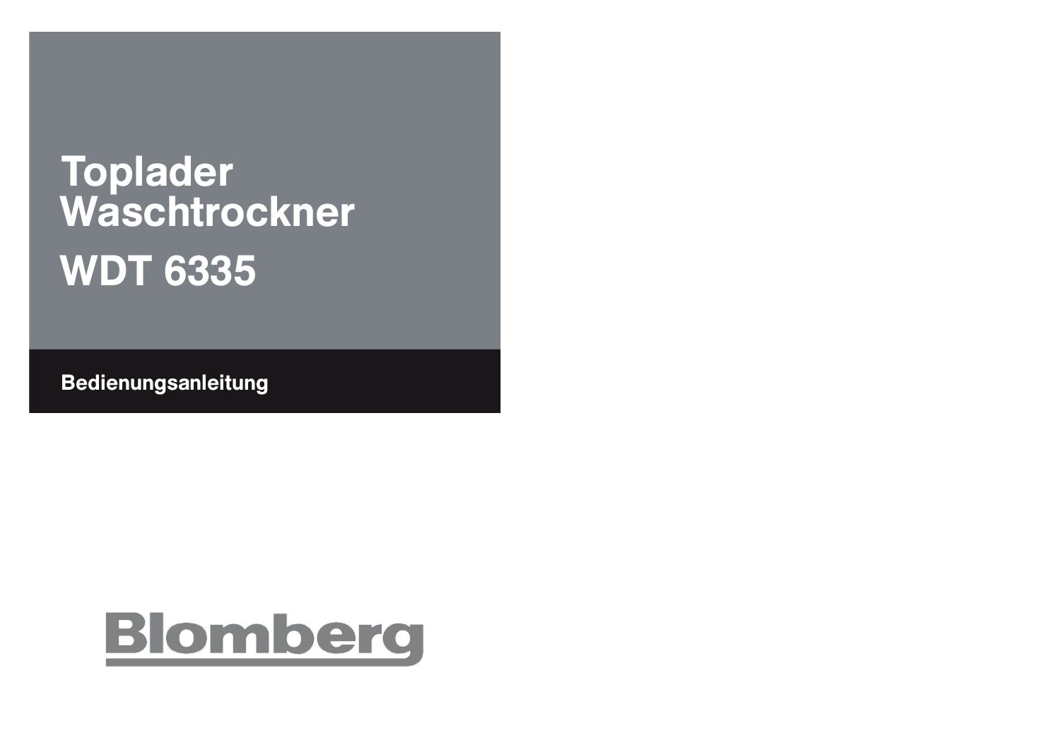 Blomberg WDT 6335 Bedienungsanleitung