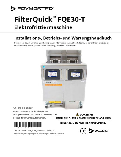 Frymaster FilterQuick FQE30 Bedienungsanleitung