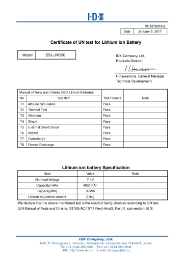 JVC SSL-JVC50 Bedienungsanleitung
