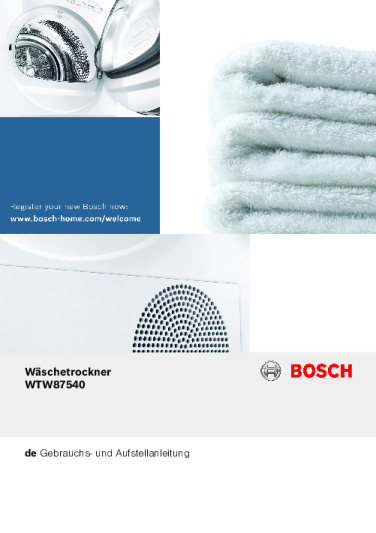 Bosch Serie 8 WTW87540 Anleitung